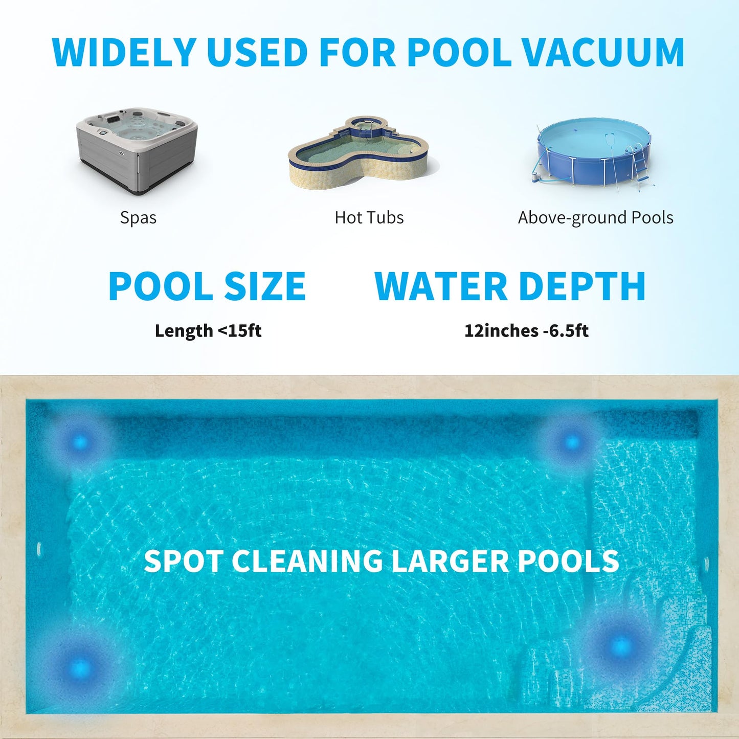 Youhou 2026 Upgraded Pool Vacuum,Pool Vacuum for Above Ground Pool,Cordless Handheld Pool Vacuum for Inground Pools,Pool Cleaner with 18.5 GPM Suction,Hot Tub Vacuum With Aluminum Pole for Sand&Debris