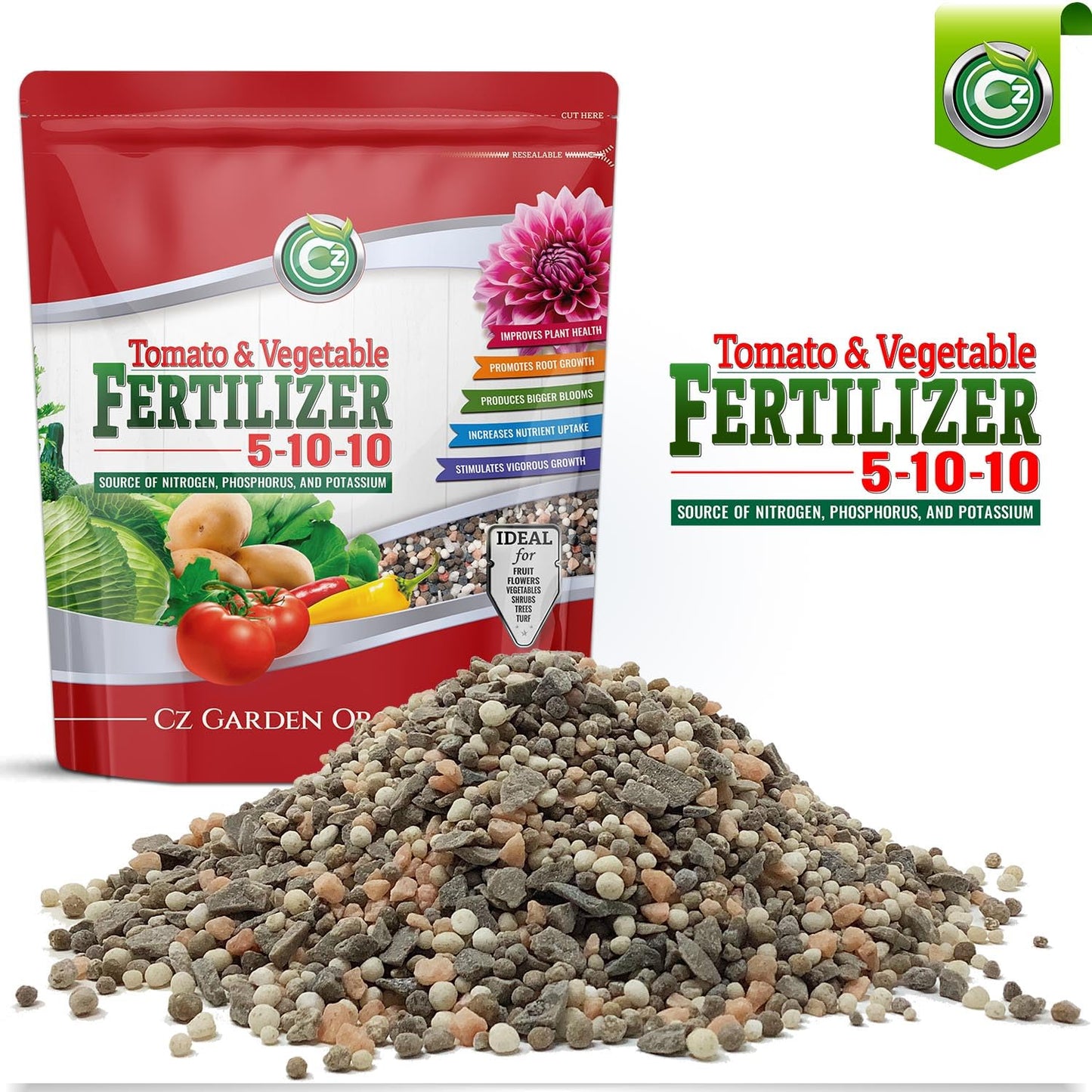 5-10-10 Tomato & Vegetable Fertilizer - Made in USA - 2% Iron + Micronutrients Plant Food for Flower Gardens
