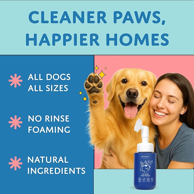 Dog Paw Cleaner. Refillable No-Rinse Paw Wash with Foaming Scrub Bottle. 3 Tablets = 3 Bottles = 150+ Washes. Eco-Conscious Paw Cleaner with 2 Towels & Travel Bag – Natural & Gentle