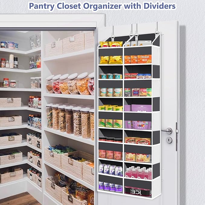 UVIAHOMI Heavy Duty Over The Door Organizer 5 Tiers, Extra Large Behind Door Storage of 10 Front & 10 Mesh Pockets, 80lb Weight Capacity, Hanging Doors Storage for Closet Bedroom Nursery, Dark Gray