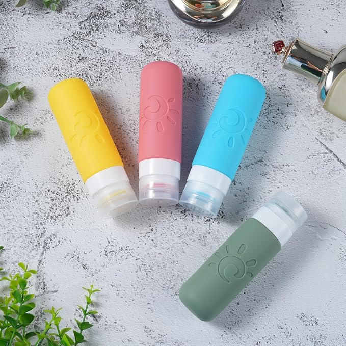 Zafit Travel Bottles for Toiletries, TSA Approved Travel Containers 3oz Leak Proof Travel Tubs Refillable Liquid Travel Accessories for Shampoo Conditioner Lotion Body Wash(Multicolored F)