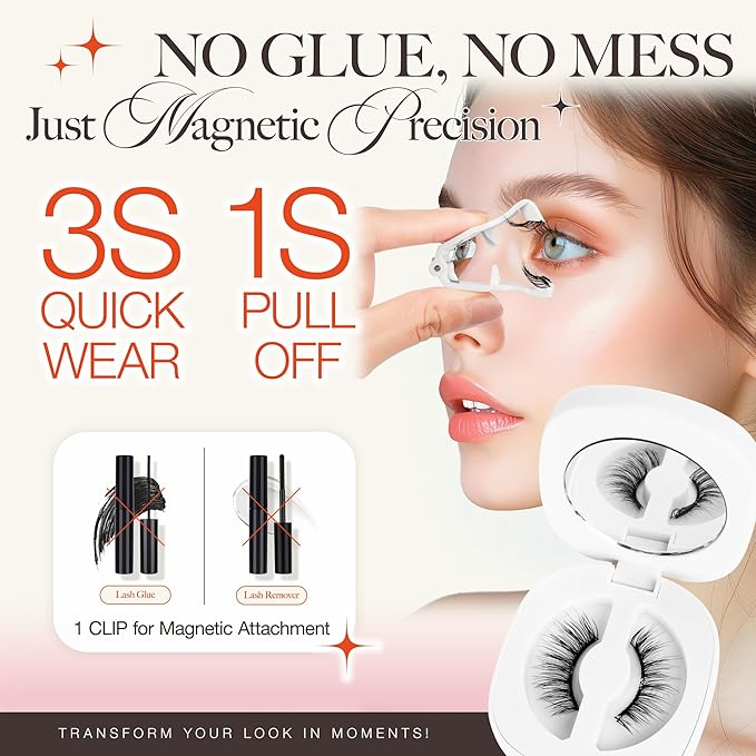 LASHVIEW Upgrade Magnetic Eyelashes with Applicator Soft Magnetic Eyelashes Natural Look Reusable No Glue Needed Easy to Wear and Remove (RCM01)