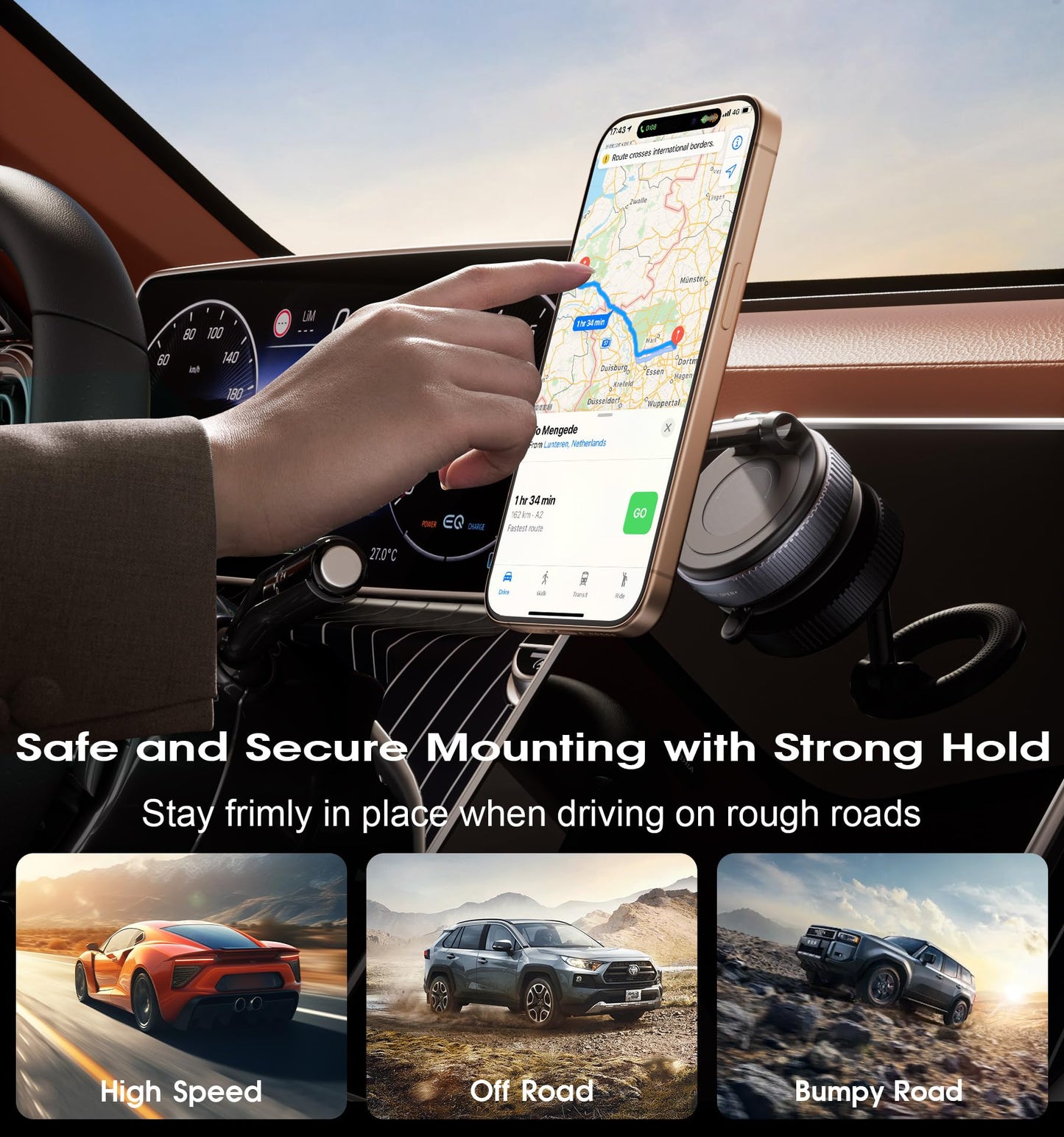 REOKILY 2026 Upgraded Vacuum Magnetic Car Phone Holder 360° Reinforced 96LBS Ultra Suction Cup Phone Mount for MagSafe Cell Phone Holders for Your Car/Gym/Mirror Mount for iPhone & Android