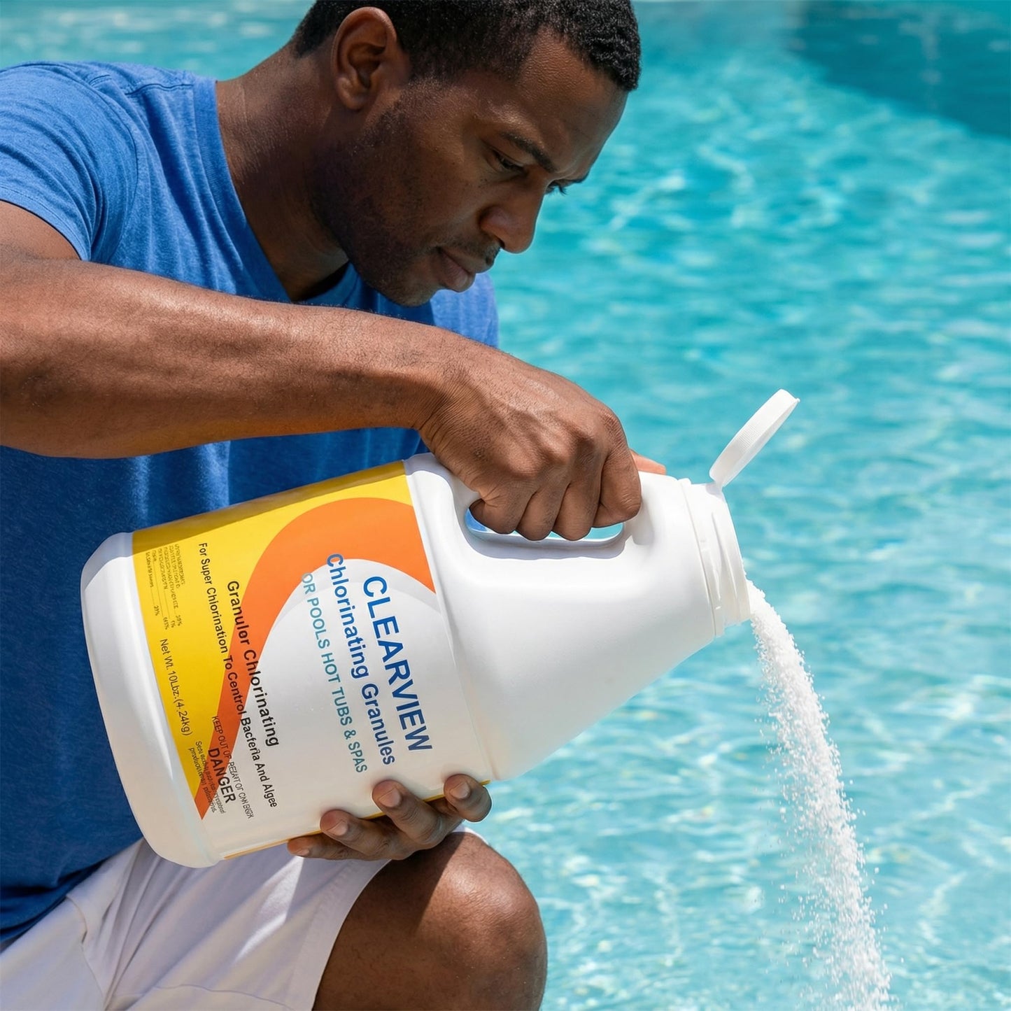 ClearView Calcium-Free Chlorine Granules 10 Lbs, 99% Dichlor Pool Shock Fast-Dissolving Stabilized Sanitizer for Swimming Pools, Spas & Hot Tubs