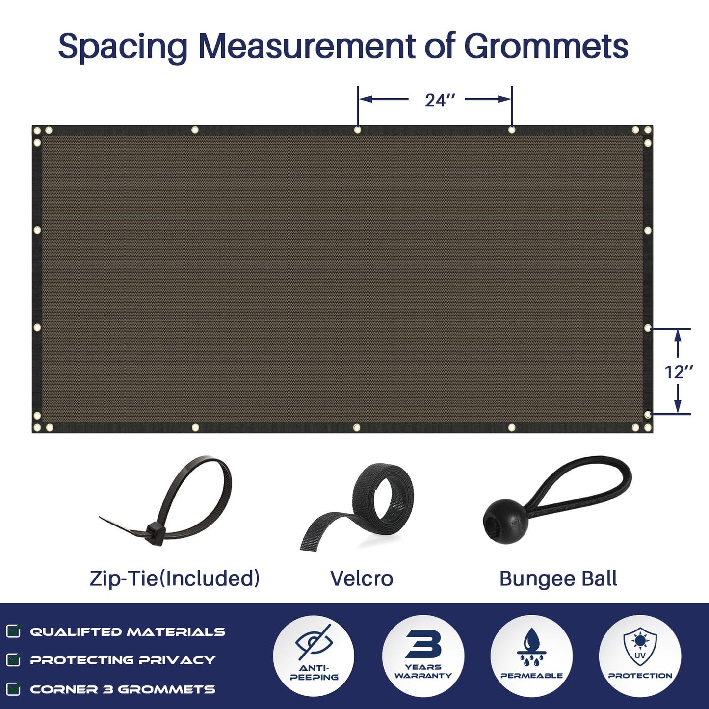 Windscreen4less 4' x 251' Privacy Fence Screen Heavy Duty Windscreen Fencing Mesh Fabric Shade Net Cover with Brass Grommtes for Outdoor Wall Garden Yard Pool Deck Brown