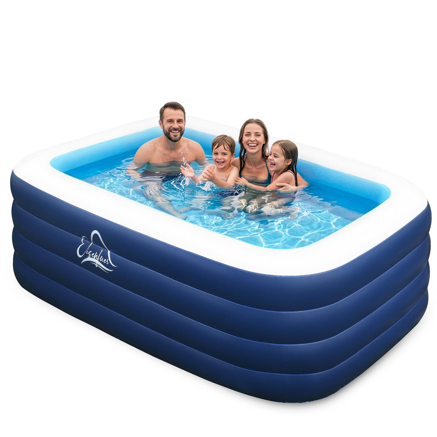EISENFUER Inflatable Pool for Kids and Adults with No Collapse, 100" X 60" X 30" Deepened Swimming Pool for Toddlers, Outdoor, Garden, Backyard