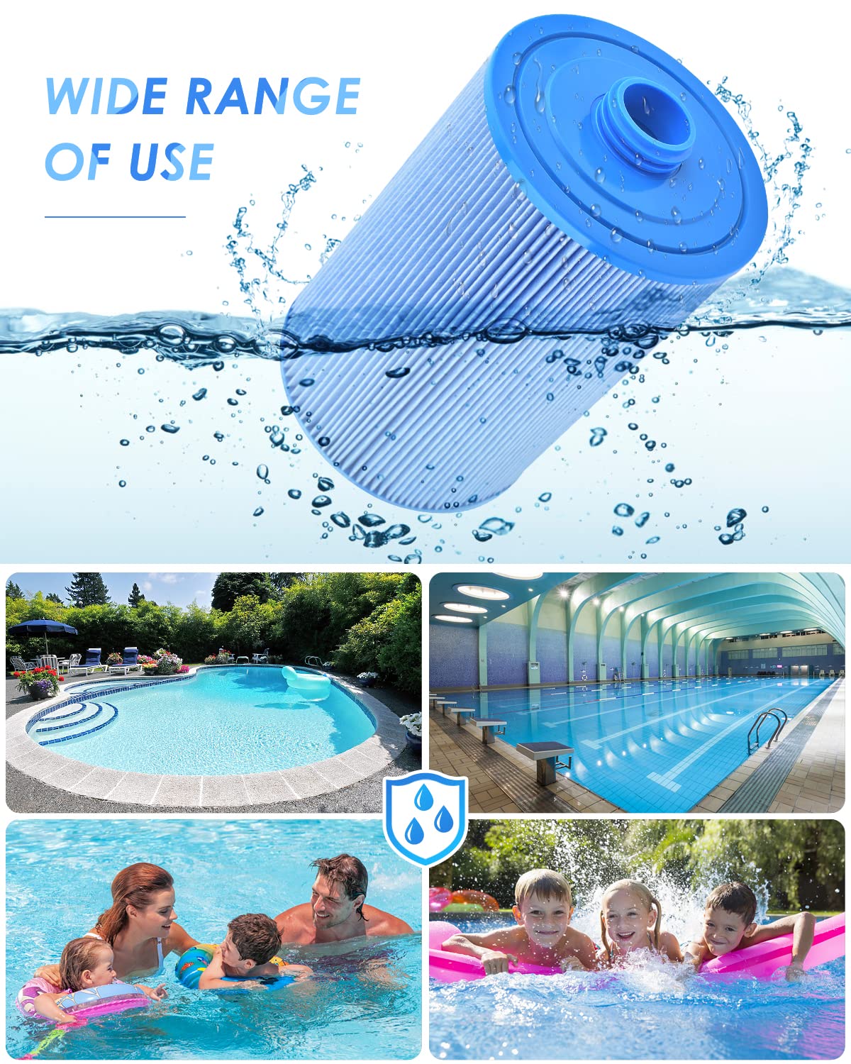 PACETAP Spa Filter Replacement for Pleatco PWW50P3, Unicel 6CH-940, Filbur FC-0359, Waterways 817-0050, 2 Pack 1 1/2" Coarse Thread Spa Hot Tub Filter for Waterway Vita Aber, Viking (Premium Blue)
