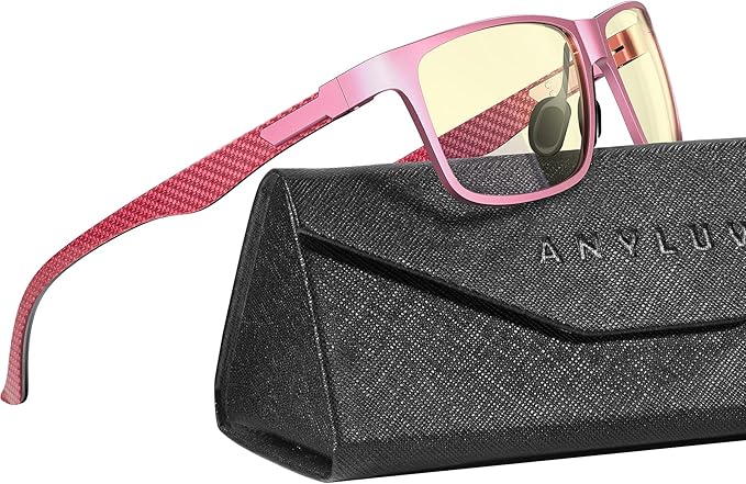 ANYLUV Carbon Fiber Reading Glasses for Men Women, Blue Light Blocking Computer Readers, Anti Glare Spring Hinge