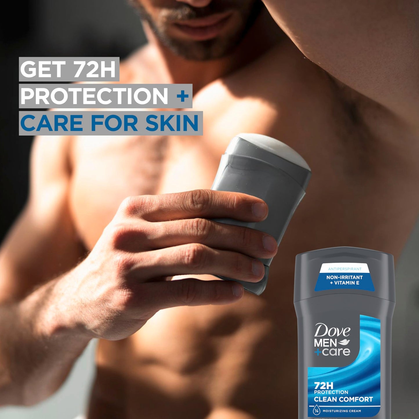 Dove Men+Care Antiperspirant Deodorant Stick 4 Count Clean Comfort 72-Hour Sweat & Odor Protection Antiperspirant for Men With 1/4 Moisturizing Cream 2.7 oz