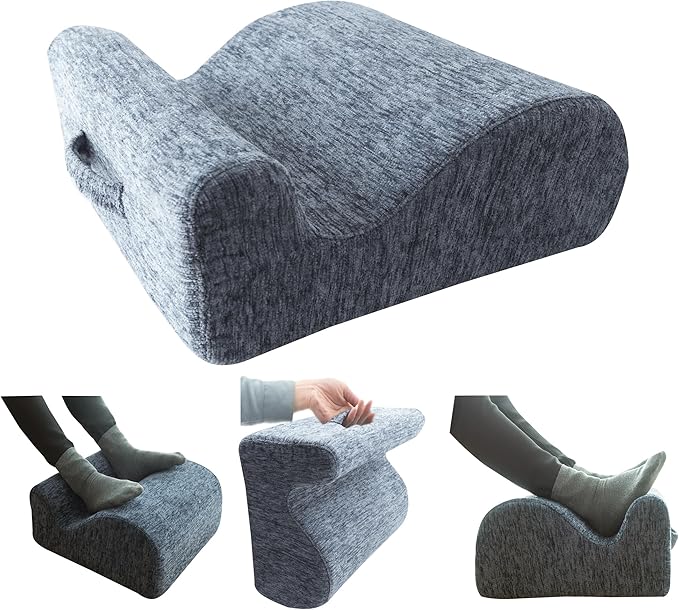 Ergonomic FootstoolTwo-Way Tilt Design with Heel & Arch SupportWide Non-Slip Foam Footrest with 3-Point Support, Removable Washable Cover for Office/Home, for Prolonged Sitting & Under-Desk Use