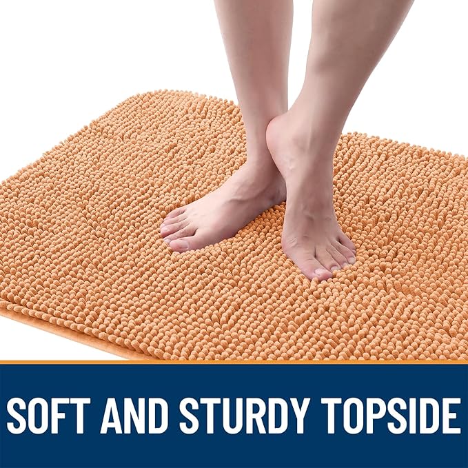 OLANLY Dog Door Mat for Muddy Paws 35x24, Absorbs Moisture and Dirt, Absorbent Non-Slip Washable Doormat, Quick Dry Chenille Mud Mat for Dogs, Entry Indoor Entryway Carpet for Inside Floor, Orange