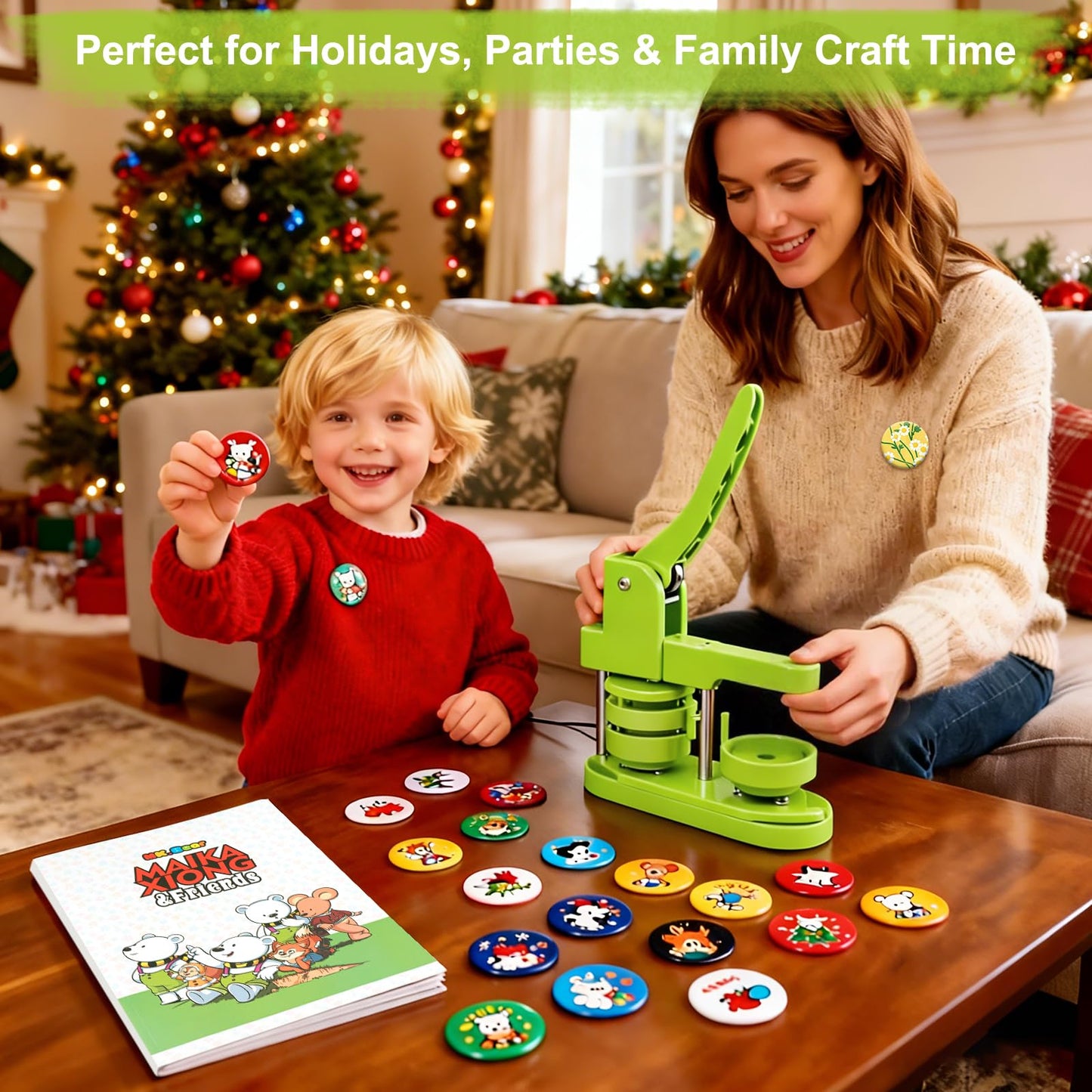 MK.Bear Button Maker Machine 58mm (2.25 in) Installation-Free, DIY Button Pin Maker Machine, Badge Punch Press with Free 100pcs Badge Supplies & Pictures & Circle Cutter & Magic Book