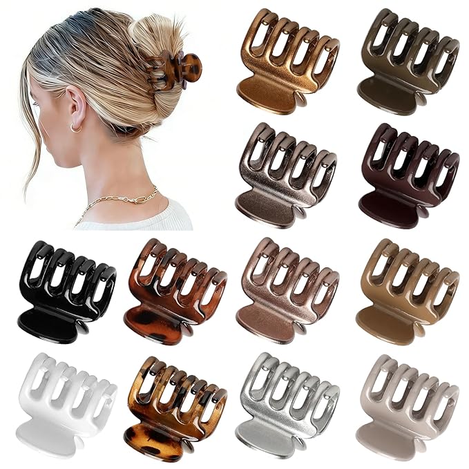 12Pcs Hair Clips for Women 1.8 Inch Small Claw Clips for Thin Hair Medium Hair Claw Clips for Thick Hair Accessories for Women Girls (Gloss Regular)