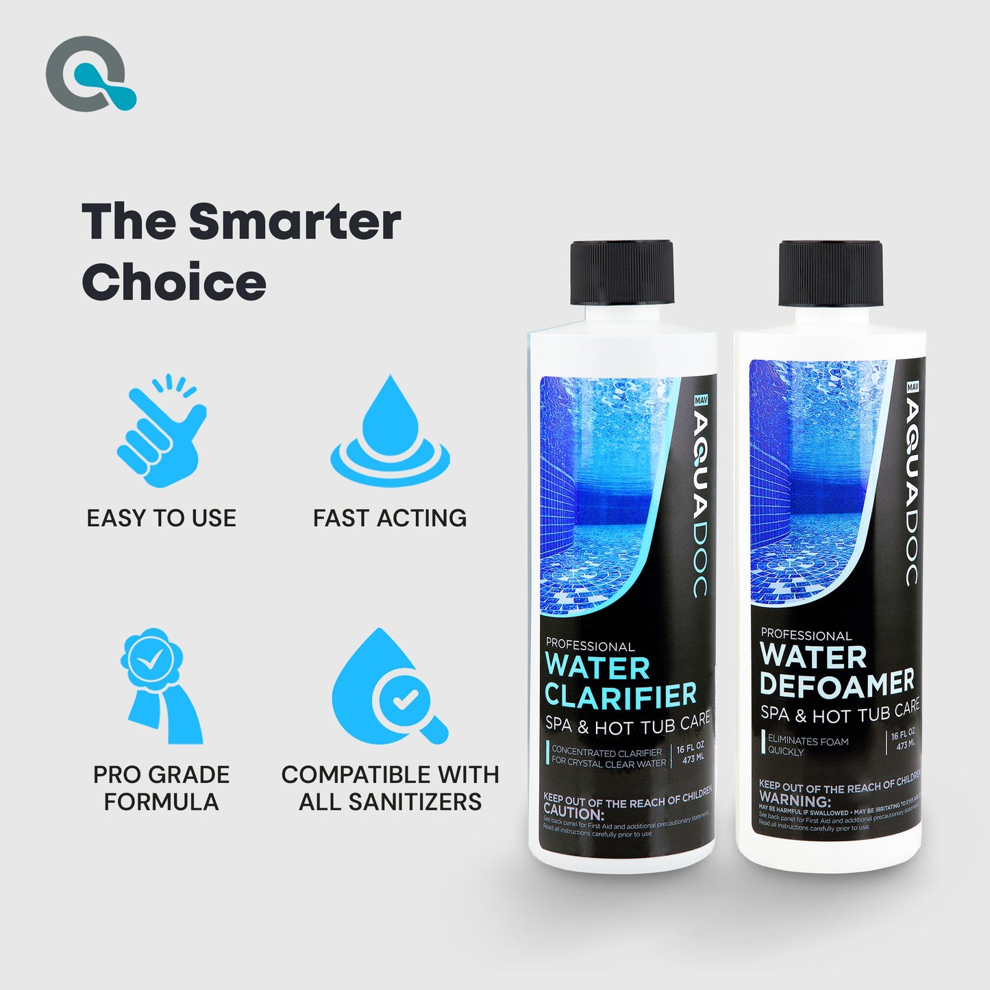 AquaDoc Spa Clarifier & Spa Defoamer Hot Tub Chemical Kit - Includes 16oz Water Clarifier & 16oz Anti-Foam for Hot Tubs