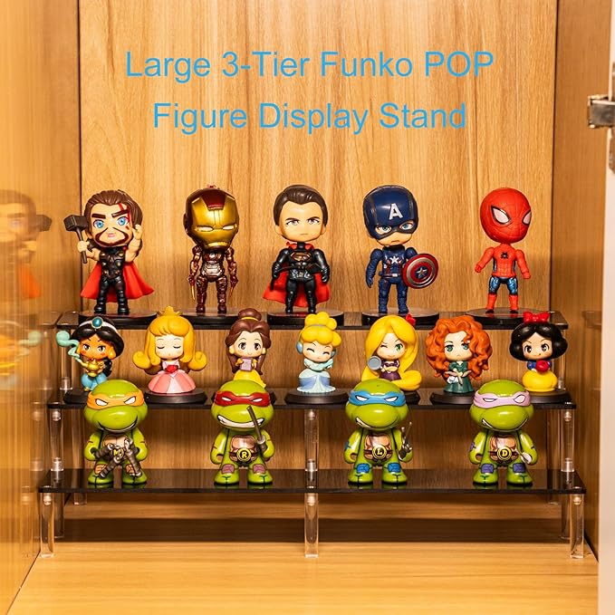 HENABLE Black 14.8 IN Large Acrylic Perfume Organizer Stand, Clear Display Risers for Perfume, Cologne, Cosmetic, Skincare, Funko POP, Dessert Display, Cupcake Stand Holder