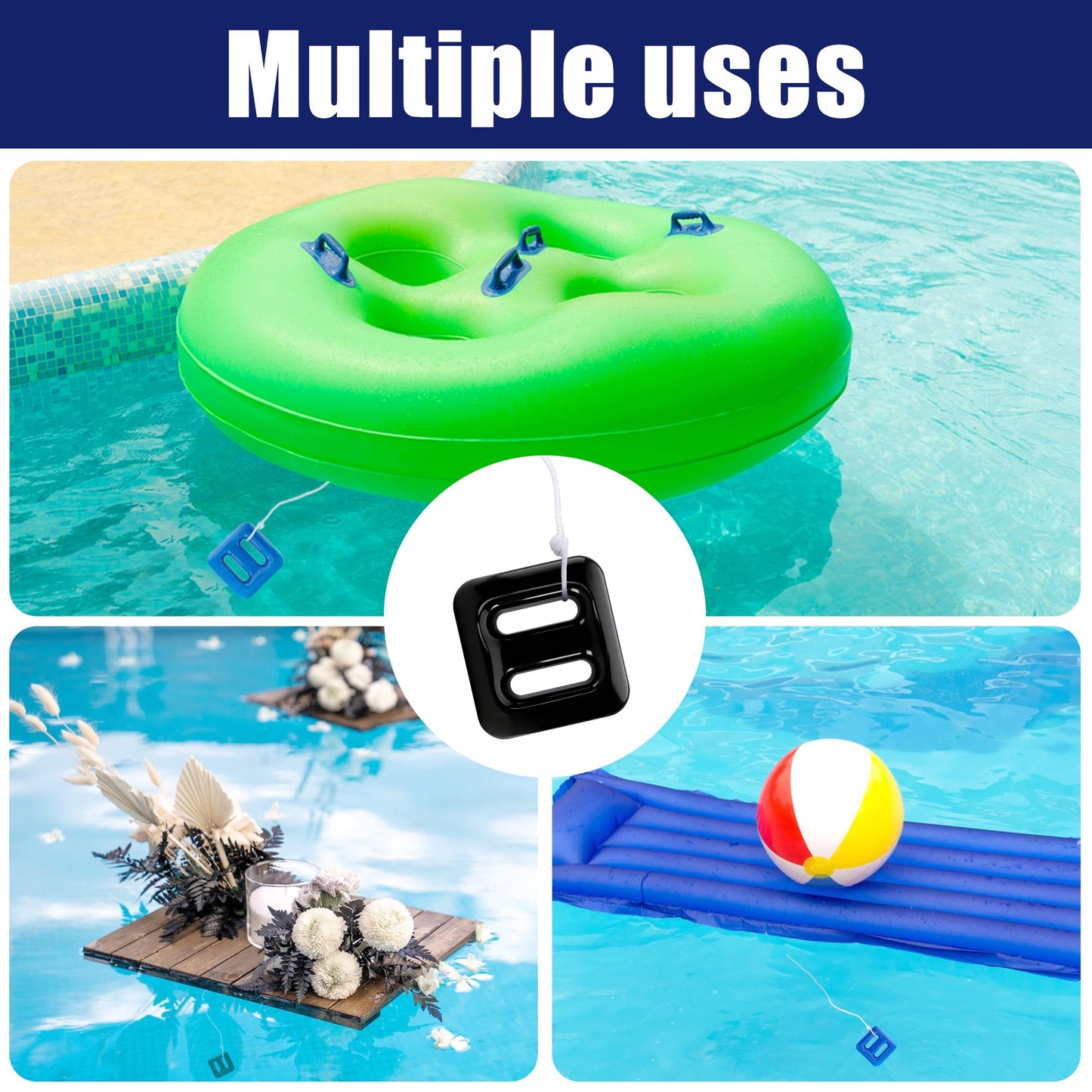 DECOHS 4 Pack 150g Pool Float Anchor Replacement Set, Pool Fountain Float Weight with String, Pools Weight Floating Anchor for Lake Floats Fountains Swimming Areas