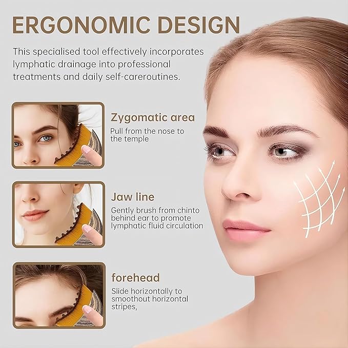 2 Pcs Facial Lymphatic Drainage Brushes Set for Face Contour Jawline Sculpting Real Dry Massage Tool with Soft Bristle for Puffiness Relief Skin Tightening & Natural Glow Professional Beauty Care Set