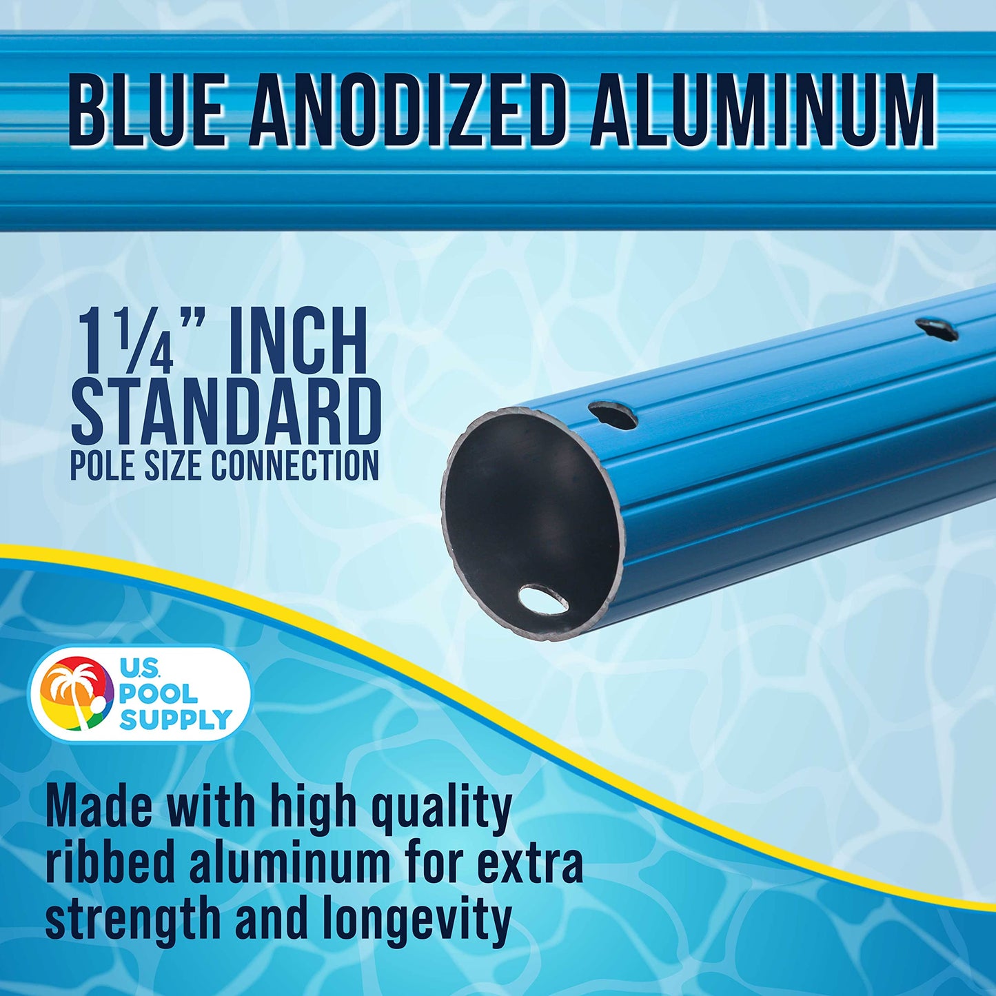 U.S. Pool Supply 12 Foot Swimming Pool Pole Telescopic - Aluminum Pool Skimmer Pole Net, Rake, Brush, Vacuum Head Handle, Attach Cleaning Equipment Accessories, Adjustable 3 Piece Expandable Extension