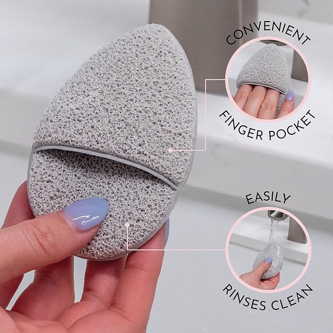 S&T INC. Face Scrubber Exfoliator, Facial Sponges for Face Wash, Reusable Makeup Remover Exfoliating Pads, Gray and Sage, 2.6 in x 3.9 in., 2 Pack