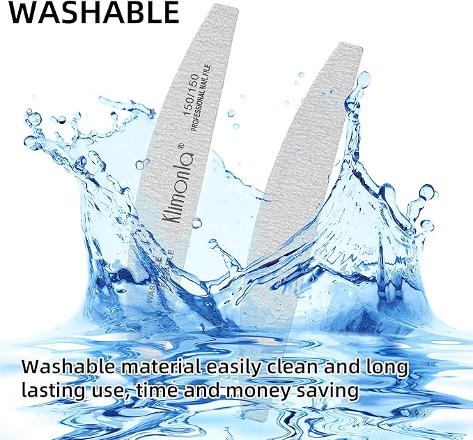 50PCS Gray Professional Nail Files 80/100/150/180/240 Grit, Emery Boards Nail Files for Natural Nails and Acrylic Nails, Double Sided Emory Boards limas para unas acrilicas Reusable Manicure Tools