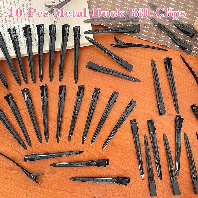 40 PCS 3.5 Inch Black Duck Billed Clips,Metal Alligator Curl Hair Clips with Holes for Styling, Coloring, Thick Hair Rollers, Salon Use,Alligator Clips for Women for Thick Hair & Thin Hair,Black