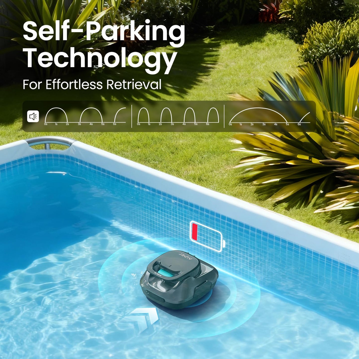 AIPER Scuba SE Cordless Pool Cleaner with 90-Min Runtime, Smart Self-Parking, Lightweight, Pool Vacuum for Above Ground Flat Pools up to 860 Sq.ft