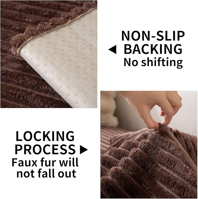 HAOMAIJIA Waterproof Couch Cover for Dogs Washable,Faux Fur Pet Couch Covers for Sofa,Soft Dog Bed Cover Non-Slip Couch Covers for 3 Cushion Couch Sofa Pet Friendly (Brown, 35" x 74" 1 Pack)