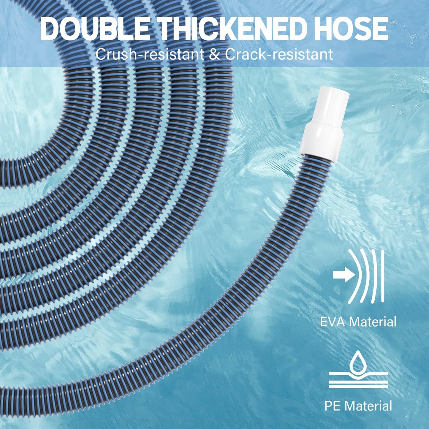 BEWAVE Pool Vacuum Hose, Above/In Ground Manual Heavy Duty Swimming Pool Hose with Swivel Cuff, 1-1/2 In x 30 Ft