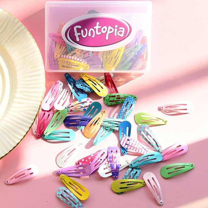 Toddler Hair Clips, Funtopia 80 Pcs (1.2 Inch, 3cm) Cute Mini Snap Hair Clips for Baby Girls Kids, Colorful Small Snap Barrettes Metal Barrette for Fine Hair