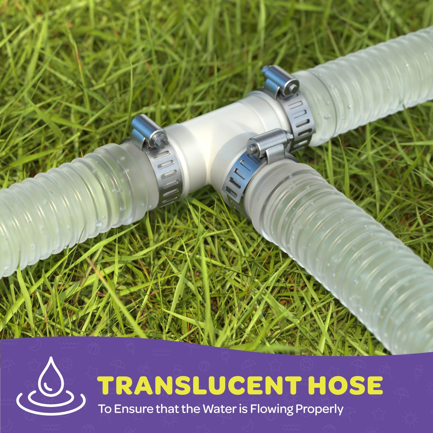 Replacement Hose For Above Ground Pools [Set of 4] 1.25" Diameter, 59" Long Accessory Pool Pump Replacement Hose - Filter Pump Hose Compatible with Intex Pump Models #607/#637
