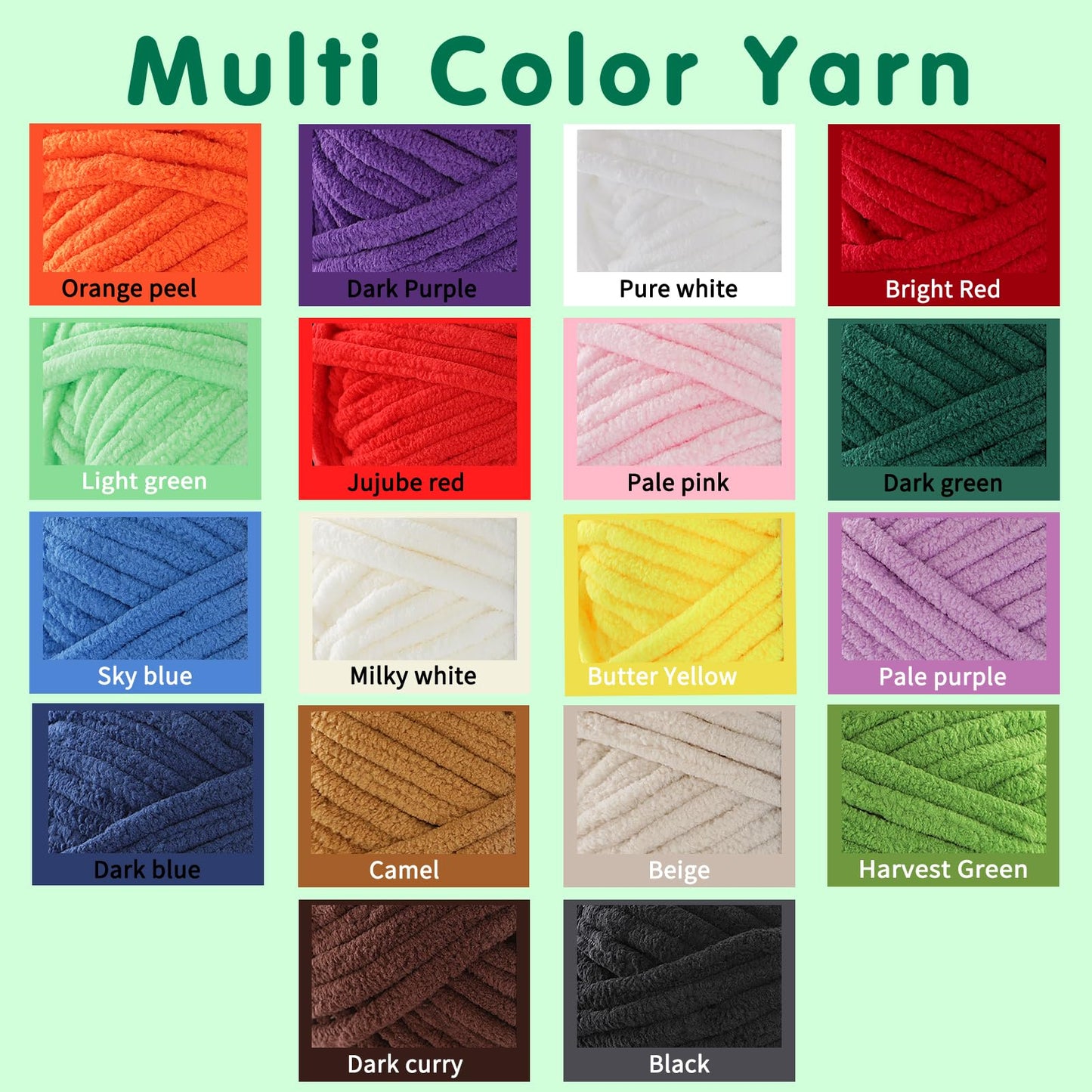 6 Super Bulky Velvet Chenille Yarn for Crocheting - 2 Skein of 200g/7 oz - Ultra Soft Heavy Weight Chunky Knitting Yarn for Baby Blankets, Amigurumi, Home Decor（Beige，2 Skein）