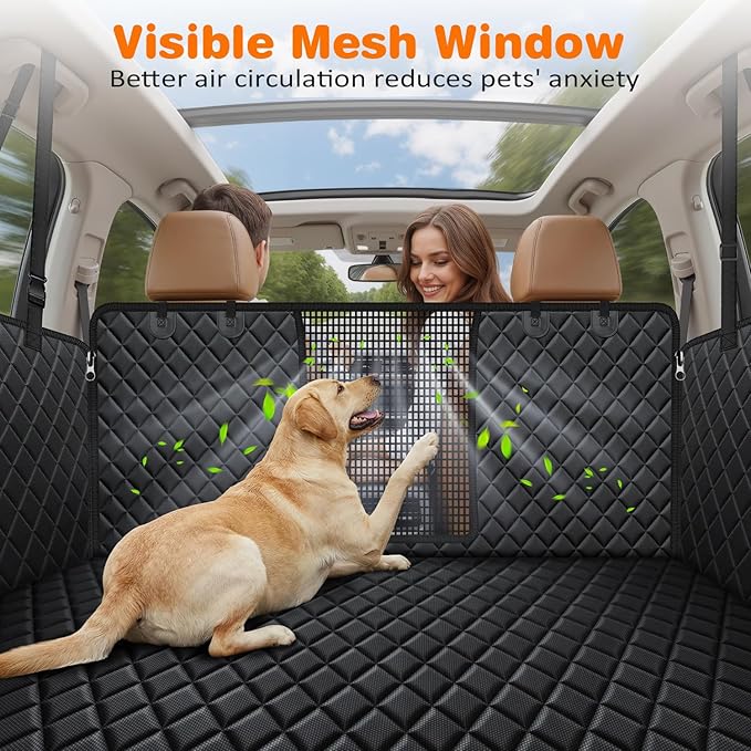 URPOWER 5 in 1 Dog Car Seat Cover for Back Seat, Waterproof Dog Hammock with Mesh Window and Side Flap Pet Car Seat Protector Dogs Backseat Cover for Cars, Mid-Size SUVs & Trucks