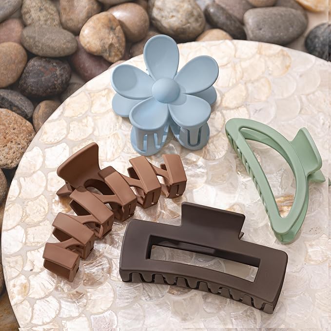 8PCS Hair Clips for Women, Flower Claw Clips for Thick Hair, Non-Slip Hair Accessories with Multi-Styles, Different Color Hair Claw Clips and Variety Pack, Ideal for Girls