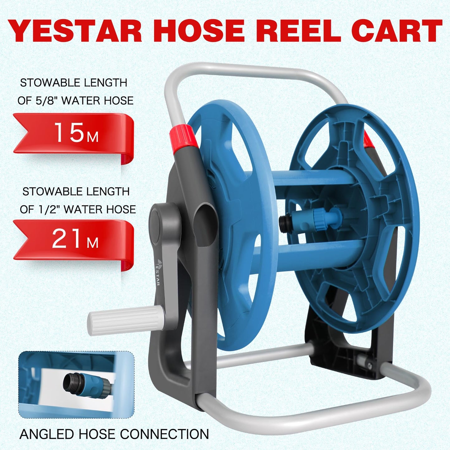 YESTAR Garden Water Hose Reel Cart,Holds 50-60 Ft of 5/8 Inch Hose, Portable Hose Pipe Holder for Outside