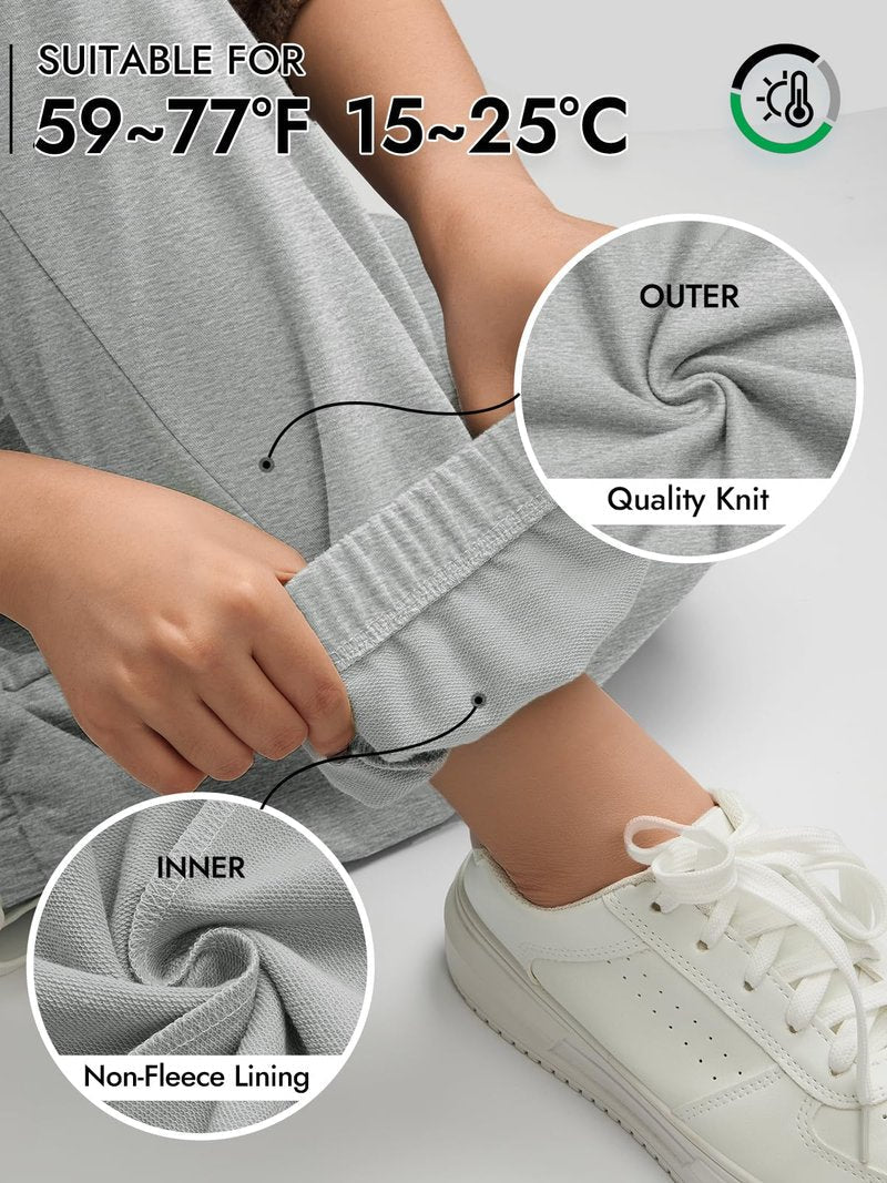 ATHMILE Women's Pants Workout Gym Sport Running Sweatpants Loose Lounge Baggy Comfy Thin Oversized Cotton Sweats Drawstring Pajama Jean Fall Fashion Grey