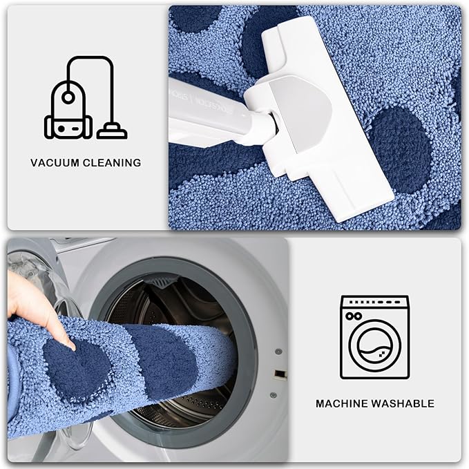 PURRUGS Dirt Trapping Door mat 24" x 35.5", Non-Skid/Slip Machine Washable Microfiber Entryway Rug, Dog Door Mat, Super Absorbent Welcome Mat for Muddy Wet Shoes and Paws, Light Blue