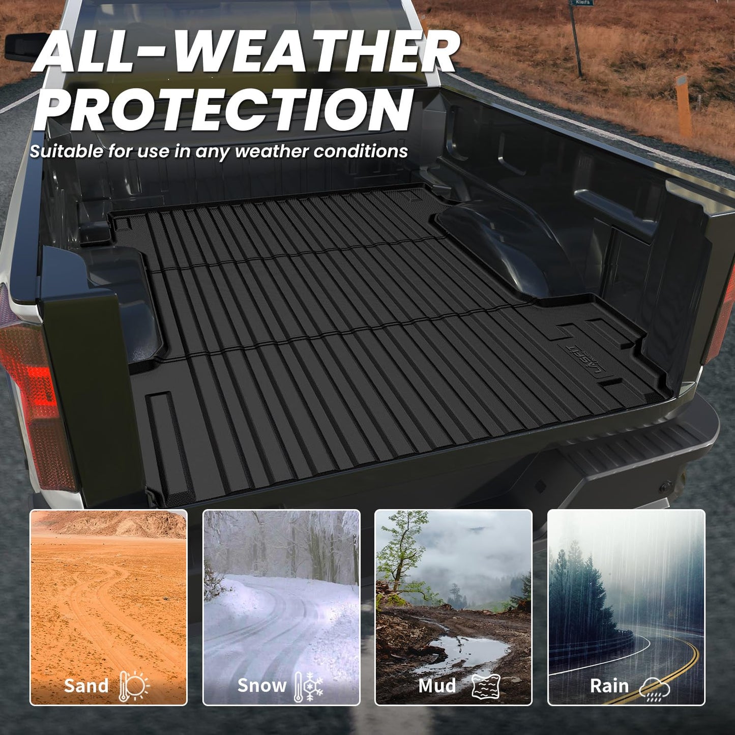 LASFIT Truck Bed Mat 2019-2026 for Chevrolet Chevy Silverado 1500 | GMC Sierra 1500 (Only Fit 5.8FT Bed), Bed Liner for Chevy Silverado GMC Sierra 1500, Not Fit Optional CarbonPro Bed