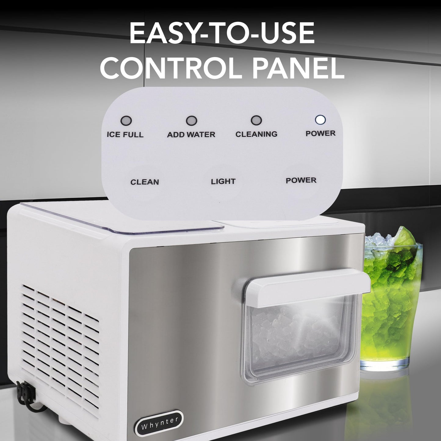 Whynter Nugget Ice Maker, Countertop Portable Ice Maker, IBX-388WS SonicSnö, Automatic Self-Cleaning with Removable Ice Drawer Compact Ice Maker for Home Bar, 40 lbs/24H, Stainless Steel and White