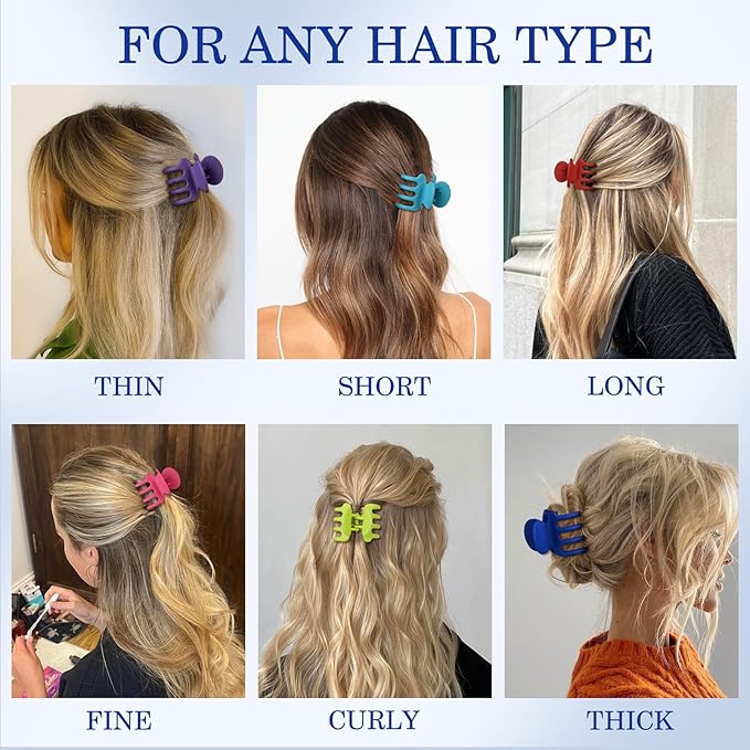 12Pcs Hair Clips for Women 1.8 Inch Small Claw Clips for Thin Hair Medium Hair Claw Clips for Thick Hair Accessories for Women Girls (Dopamine)