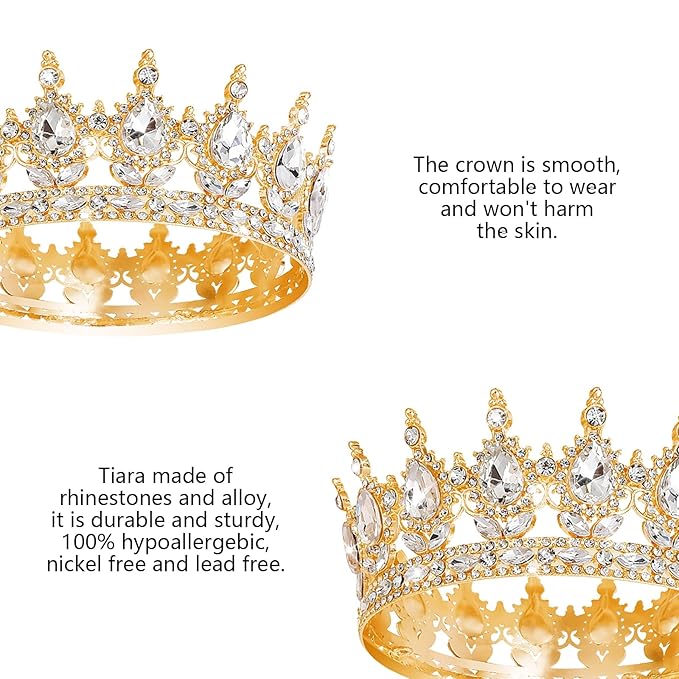 YOUlDIANZI Queen Crown Rhinestone Wedding Crowns and Tiaras for Women Costume Party Hair Accessories Princess Birthday Crown Crystal Bridal Crowns