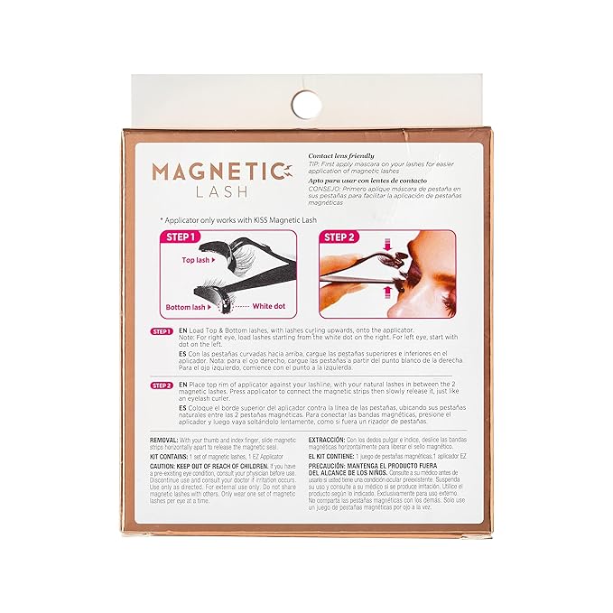 KISS Magnetic Lash 01, Synthetic False Eyelashes with Magnets Under and Over Your Upper Lashes, No Glue Needed, Lightweight, Reusable, Contact Lens Friendly, Cruelty Free, with Lash Applicator, 1 Pair