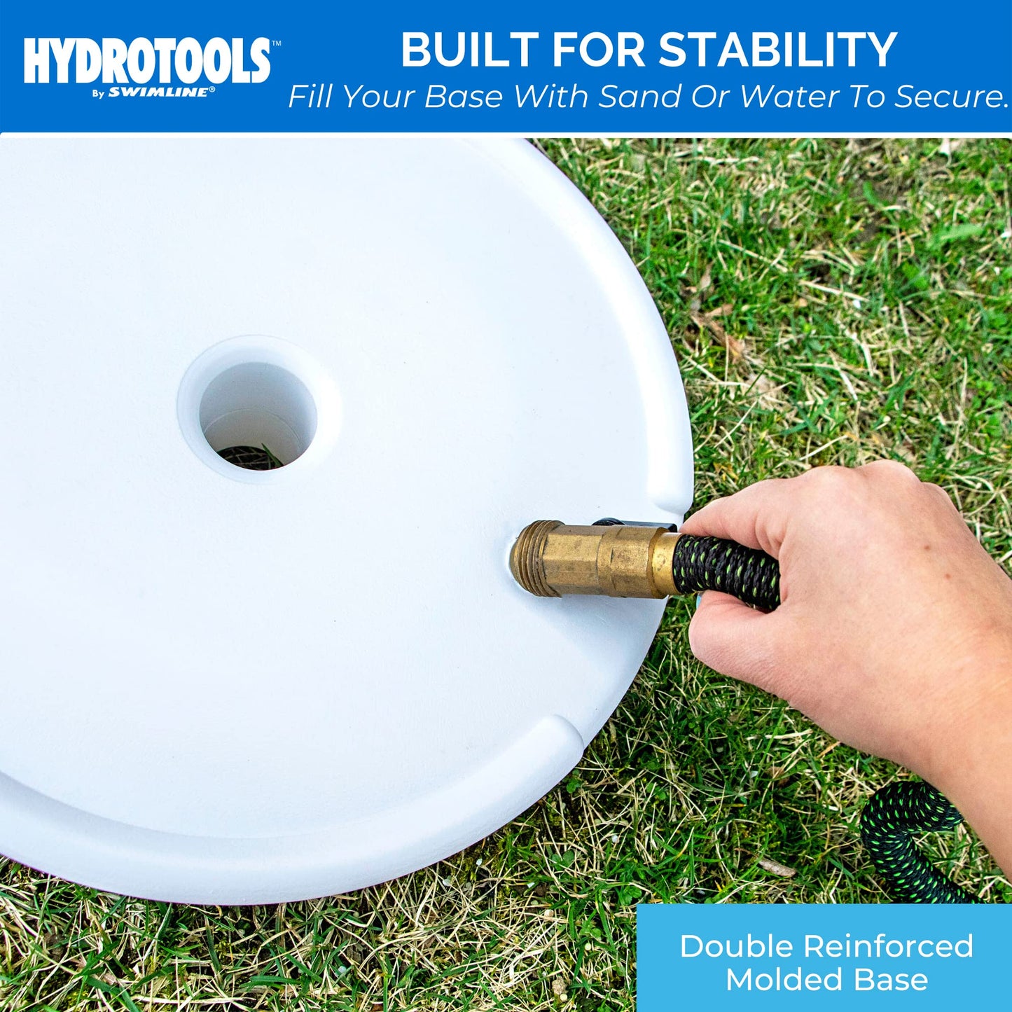 SWIMLINE HYDROTOOLS Tube Style 7 Foot Poolside Shower, Adjustable Head & Foot Tap Spigot With Valve Controls, Standard Garden Hose, Environmentally Friendly, Outdoor Backyard Poolside Beach Spa
