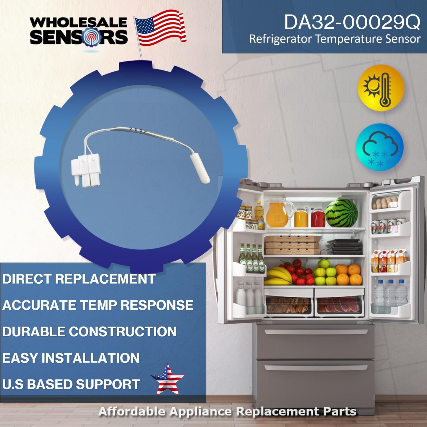 Replacement Samsung DA32-00029Q Refrigerator Temperature Sensor 24 Month Warranty & USA Support
