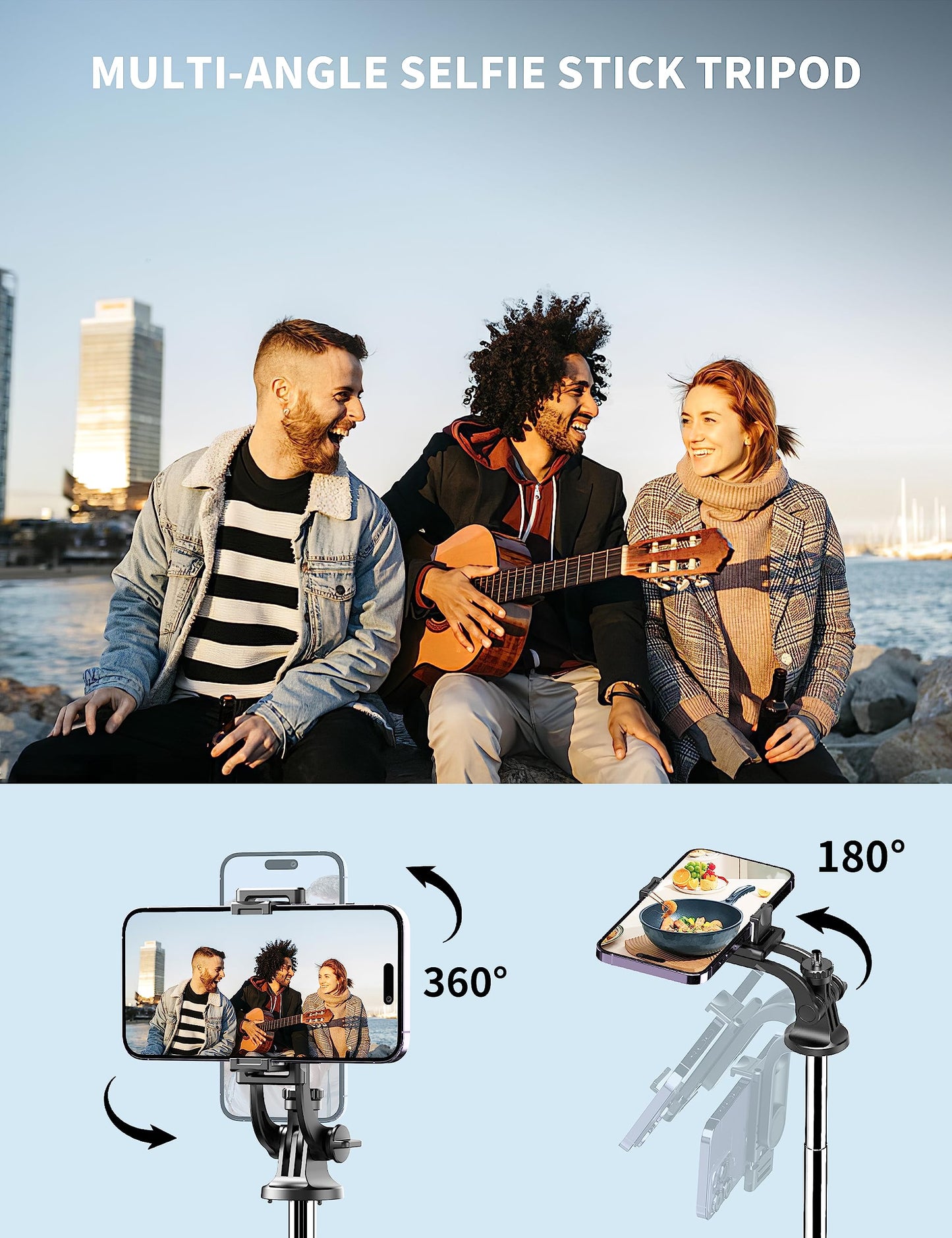 71" Phone Tripod & Selfie Stick, All in One Extendable Cell Phone Tripod with Wireless Remote, Tripods Stand for iPhone & Travel Selfie Stick 360° Rotation Compatible with iPhone Android, Camera