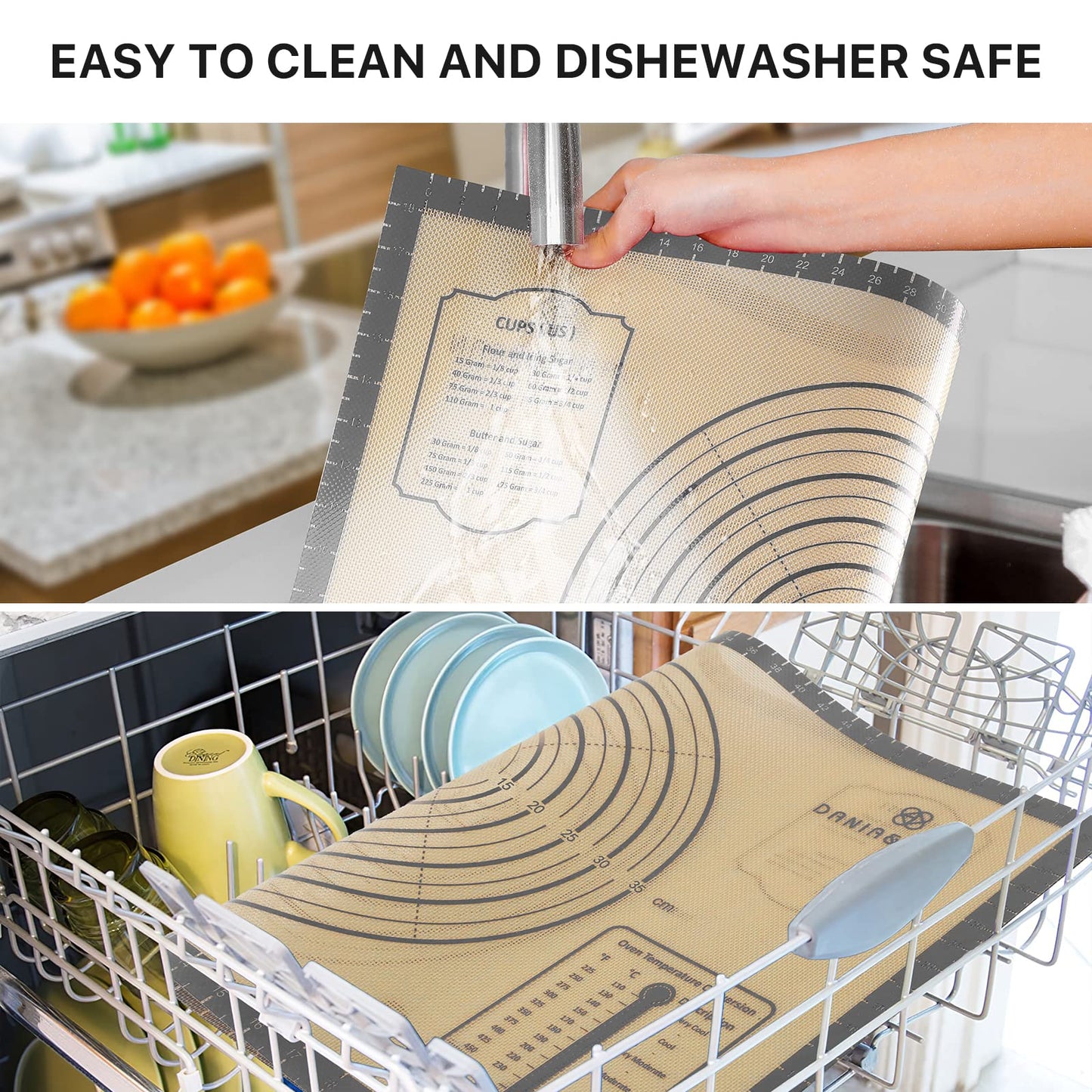 Baking Mat, 28" x 20" Large Silicone Non-slip Baking Pastry Mat with Measurement, Non Stick Silicone Mats for Kitchen Counter, Fondant Mat, Counter Mat, Dough Rolling Mat, Oven Liner, Pie Crust Mat