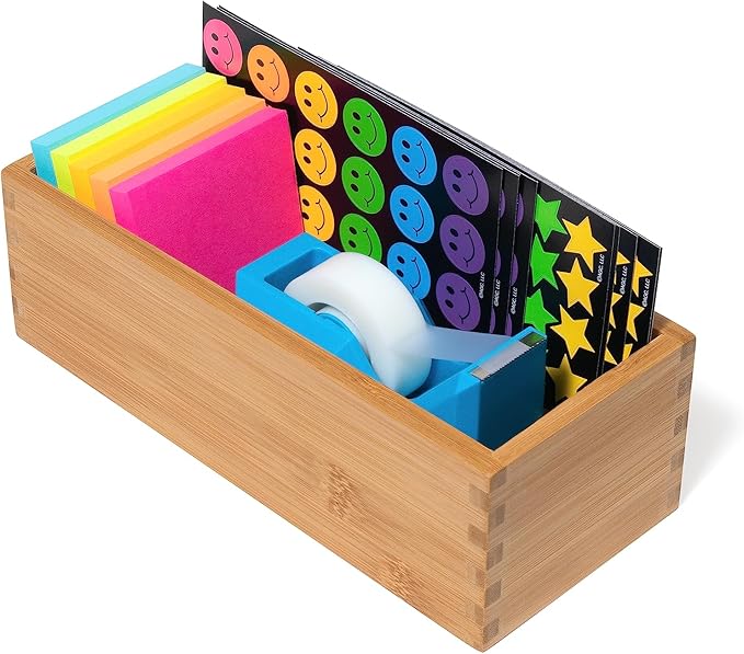 Lipper International Bamboo Wood Utensil Holder Storage Box for Cooking Tools, Makeup, or Office Supplies, 4" x 9 1/4" x 3"