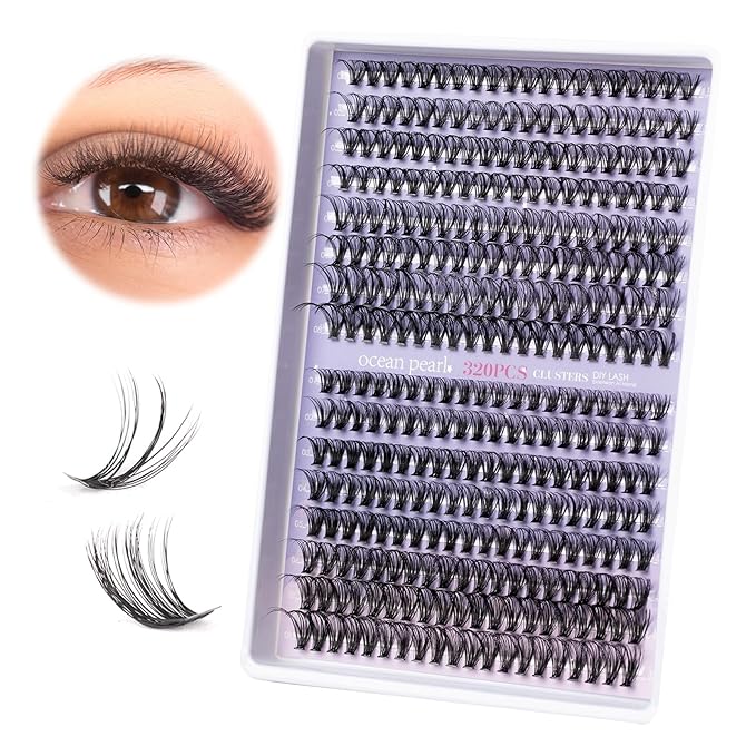 DIY Lash Extension Kit 320 Pcs Lash Clusters Kit Individual Lashes Natural 10-16mm C/D Curl with Bond Seal Tweezers Lash Glue Remover False Eyelashes for Beginner Eyelash Extensions at Home (30D+40D)