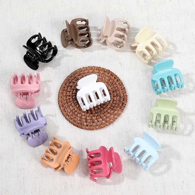 12Pcs Hair Clips for Women 1.8 Inch Small Claw Clips for Thin Hair Medium Hair Claw Clips for Thick Hair Accessories for Women Girls (Gloss Colorful)