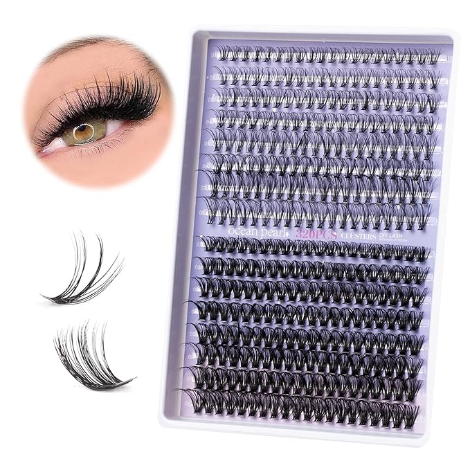 Individual Lashes with bond and seal Lash Remover DIY Lash Extension Kit 320 Pcs Cluster Lashes 10-16mm Natural Light C/D False Eyelashes for Beginner Makeup at Home (20D+50DÃ¯Â¼Â