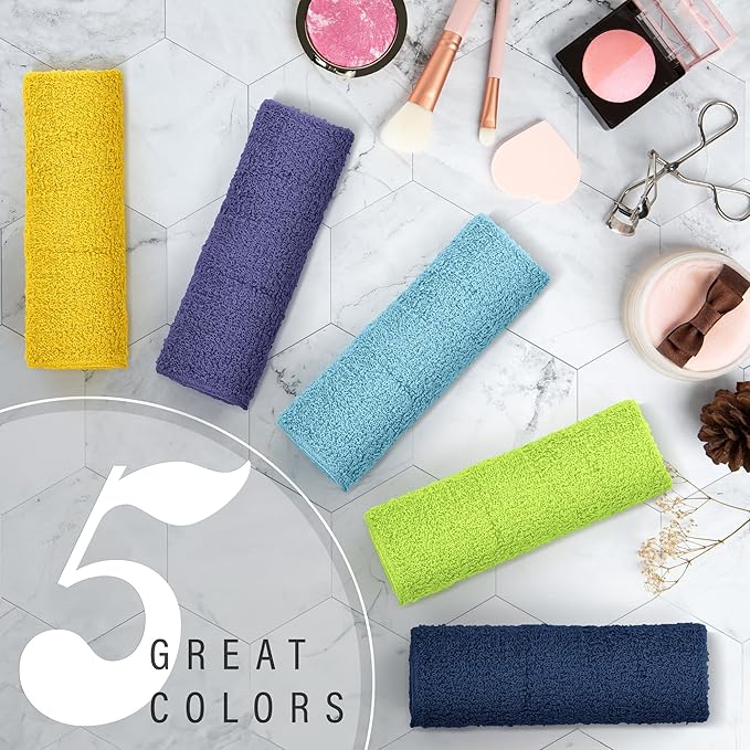DecorRack 10 Pack 100% Cotton Wash Cloth, Luxurious Soft, 12 x 12 inch Ultra Absorbent, Machine Washable Washcloths, Assorted Set 3 (10 Pack)